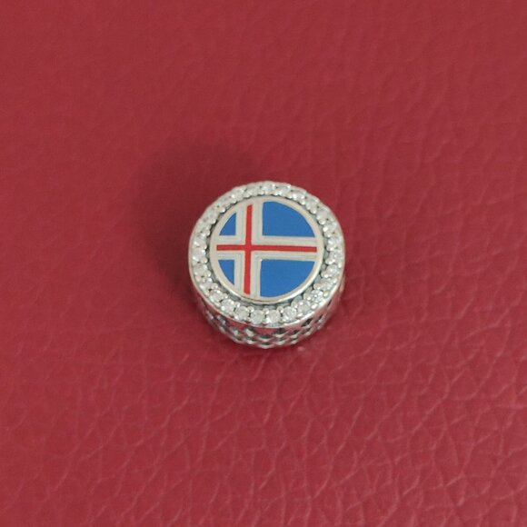 Pandora Iceland Flag Bead Charm Bracelet Pendant S925 Silver with box - Picture 1 of 6
